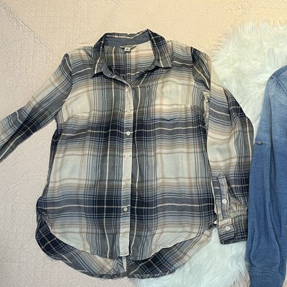 LOT of 3! Women Flannel Lucky Brand Cloth & Stone Joy Joy 2 Tops/1 Cardigan Sz S - Picture 9 of 16